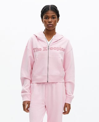 The Kooples DAMEN LILA sweatshirt mit reißverschluss und rosa logo