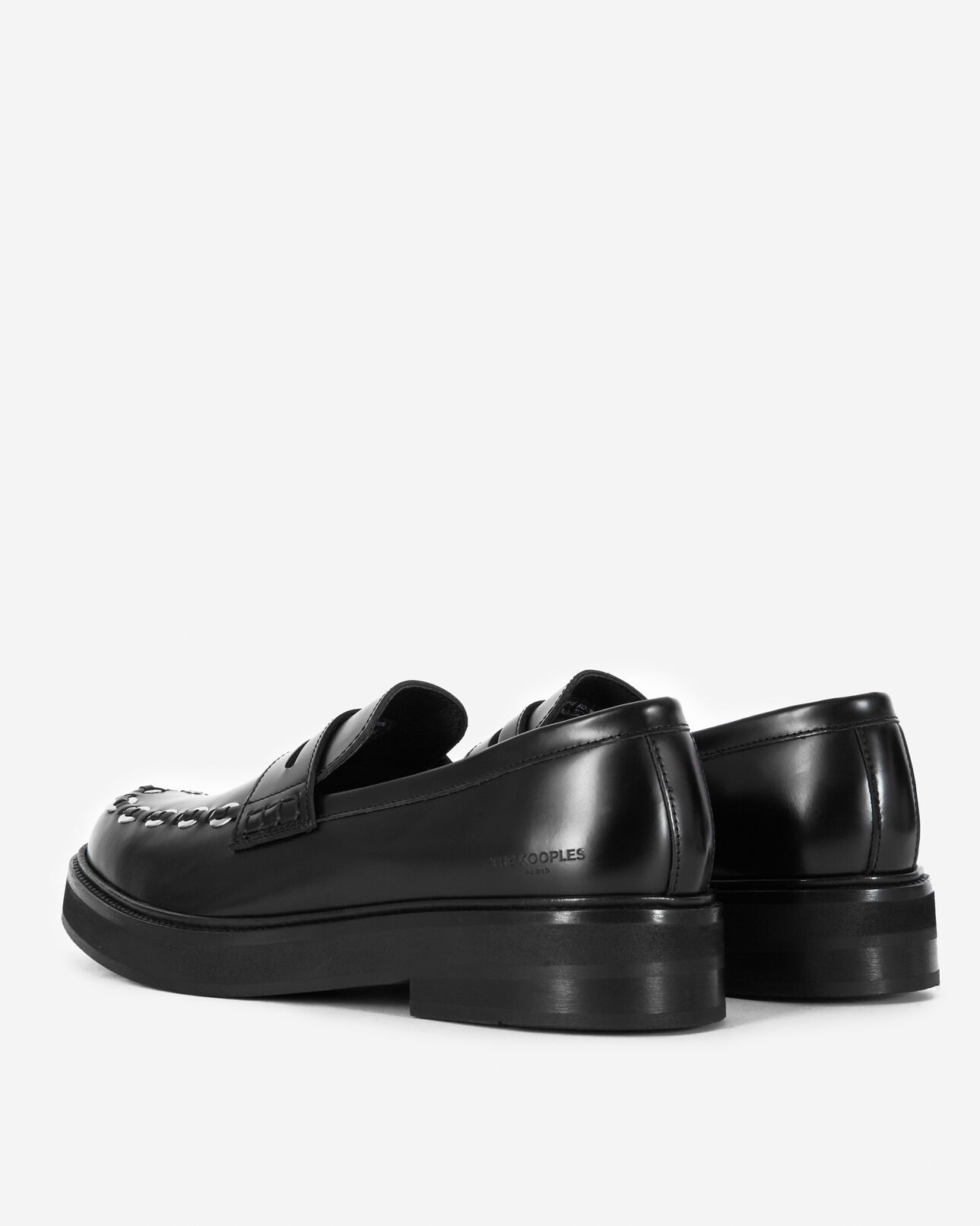 The Kooples FEMME BLACK mocassins noirs cuir à œillets tressés