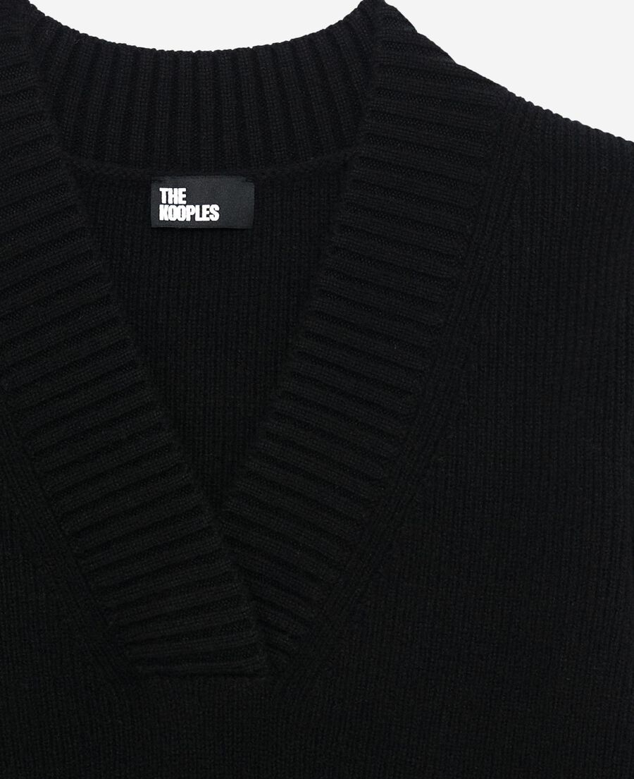 The Kooples F BLACK black merino wool v-neck sweater