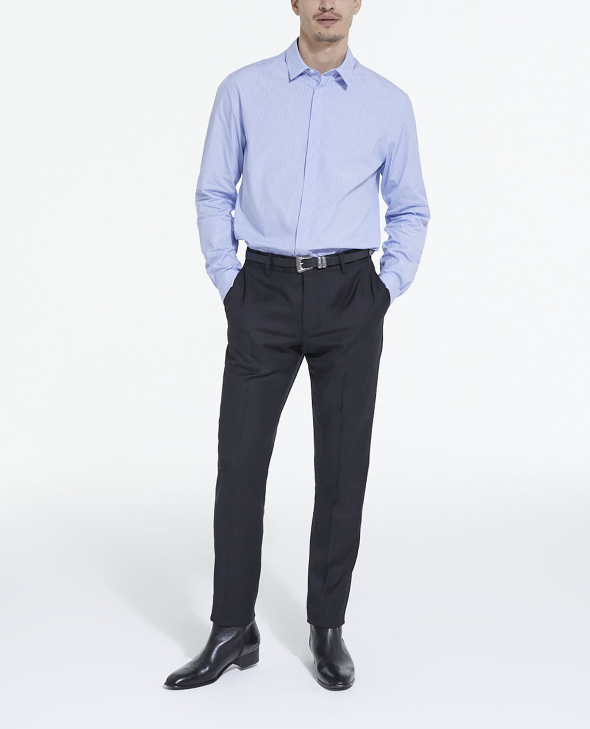 Striped shirt with classic collar, WHITE / SKY BLUE, hi-res image number null