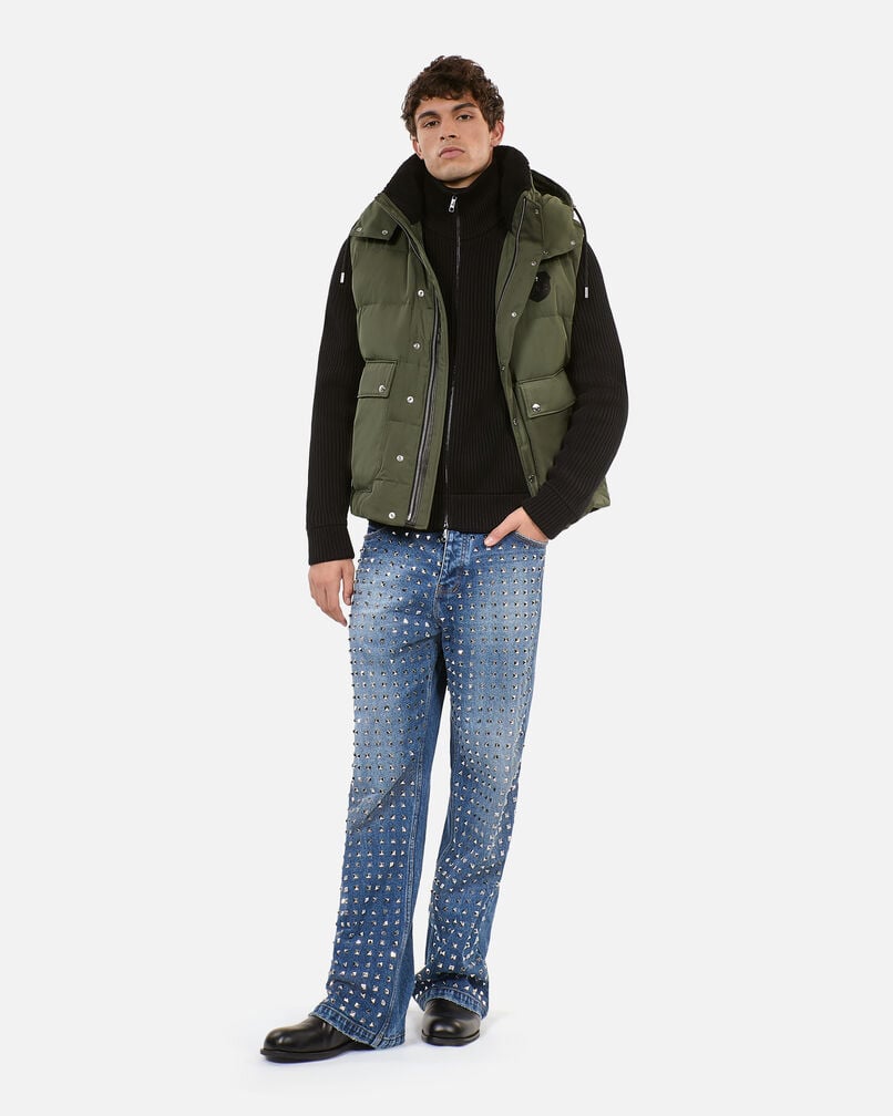 The Kooples HERREN OLIVE khakifarbene ärmellose daunenjacke