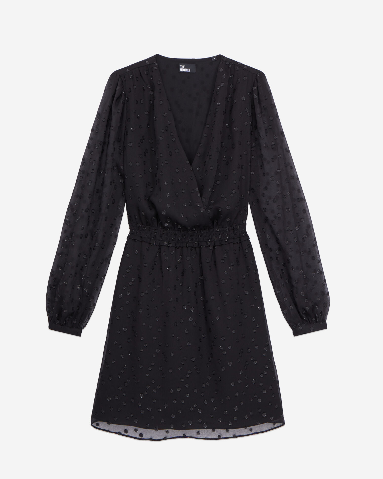 Robe courte noire à pois en lurex, BLACK, hi-res image number null