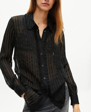 The Kooples MUJER BLACK camisa con volantes de seda negra