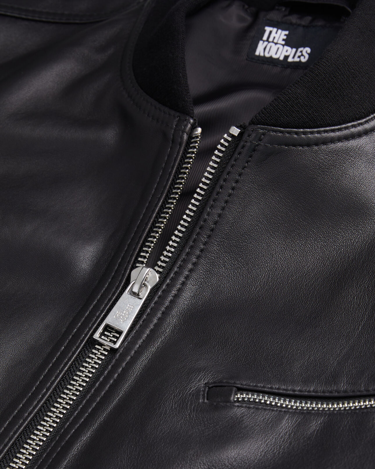 The Kooples HOMME BLACK blouson teddy en cuir noir