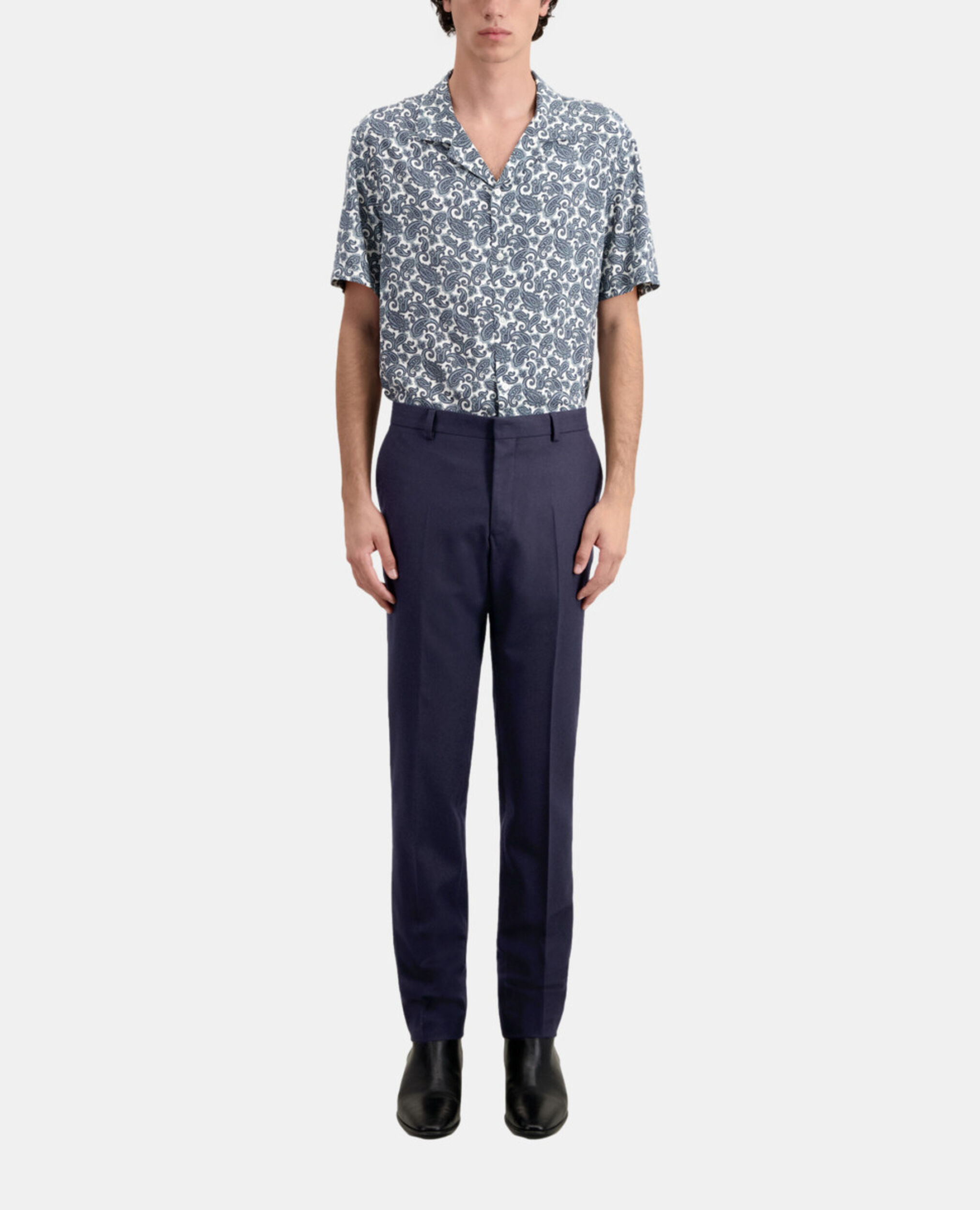 Blue navy flannel suit trousers, NAVY, hi-res image number null