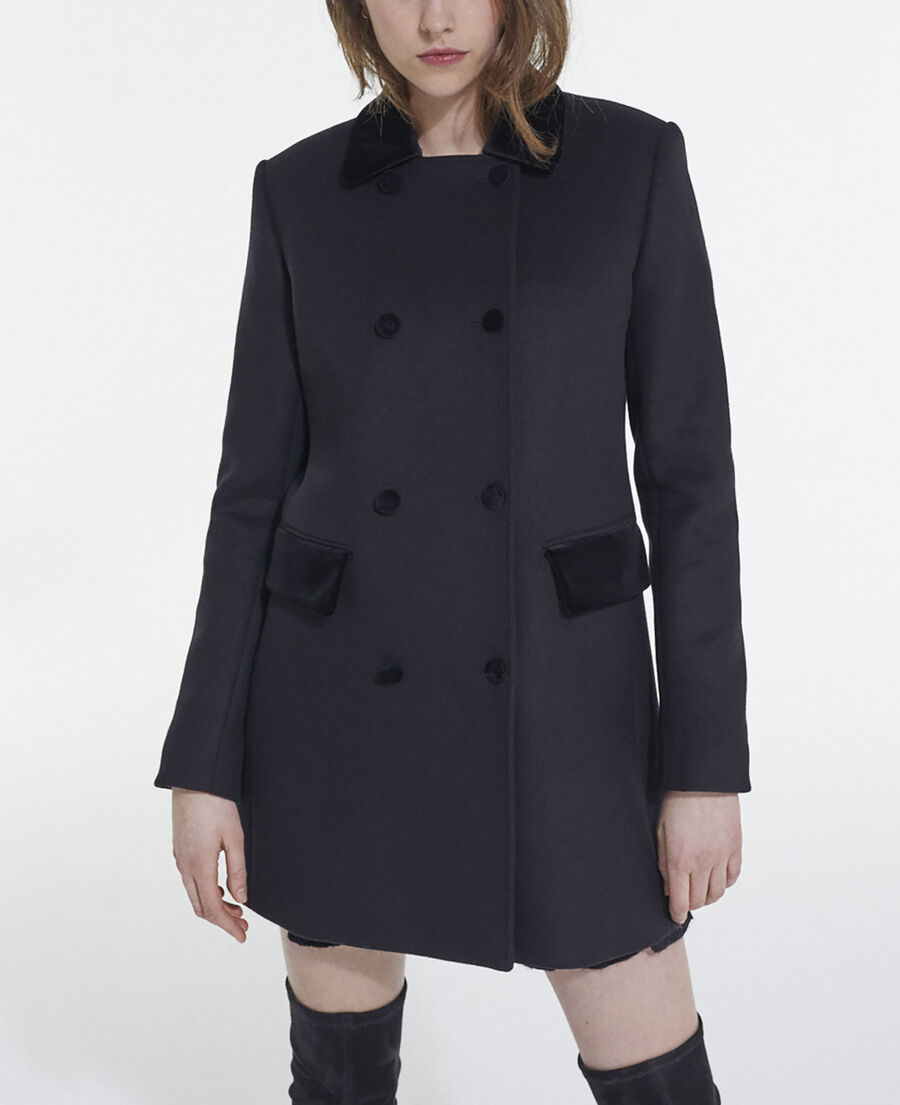 manteau en laine et cachemire noir