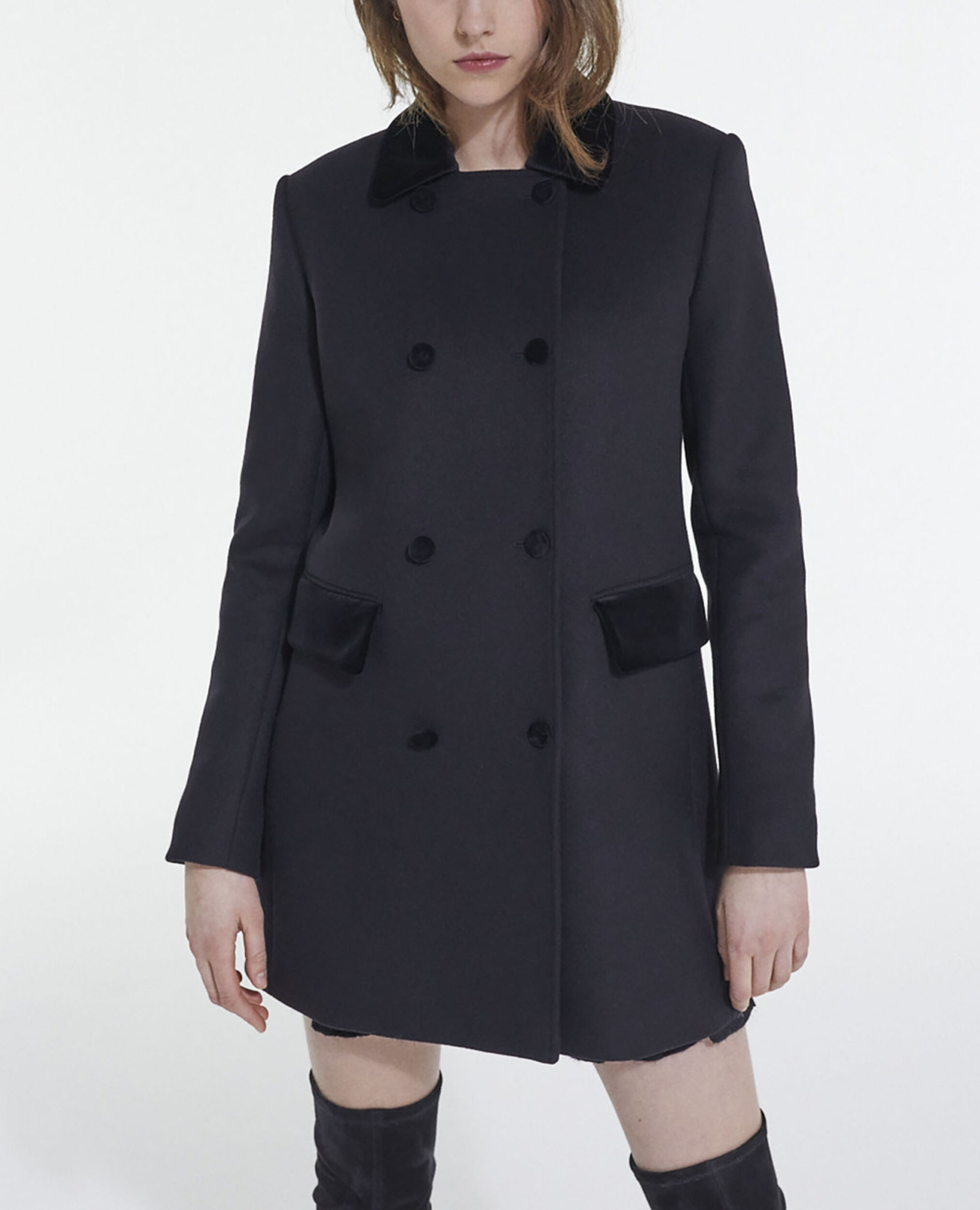 Manteau en laine et cachemire noir, BLACK, hi-res image number null