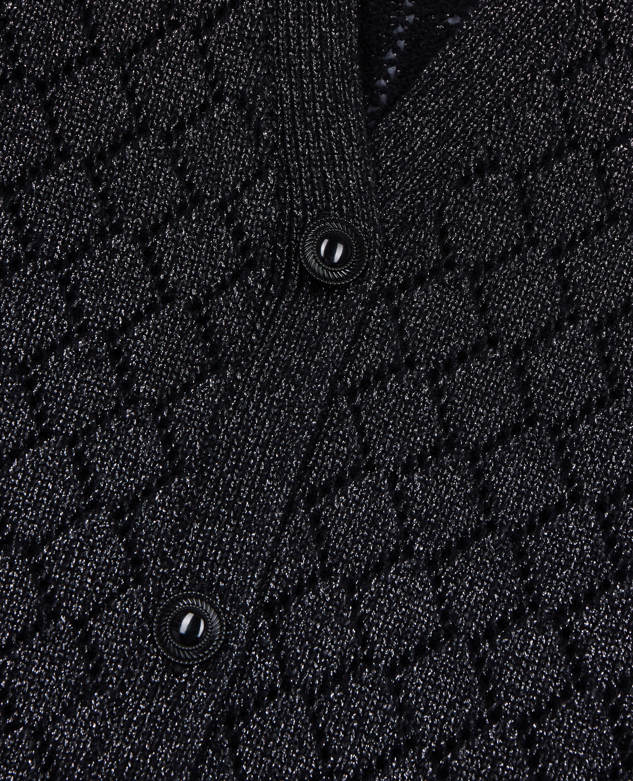 Schwarzer Cardigan mit Details aus silbernem Garn, BLACK, hi-res image number null