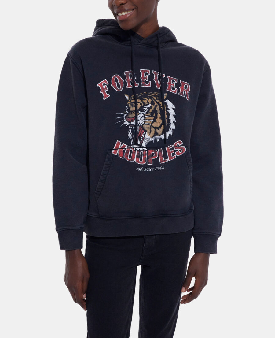 black sweatshirt with screen print