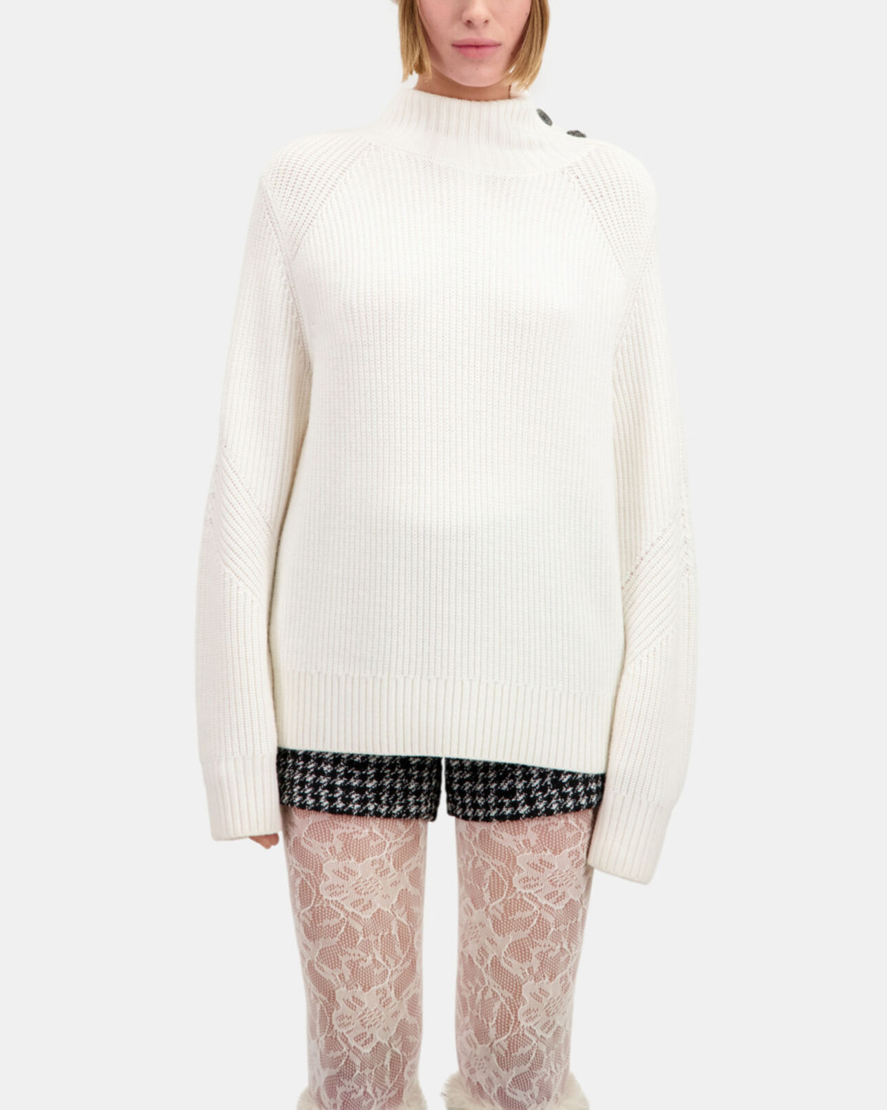 The Kooples WOMEN ECRU ecru wool sweater with bijou buttons