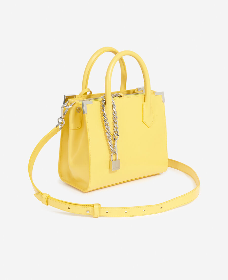 sac medium ming cuir lisse jaune pastel