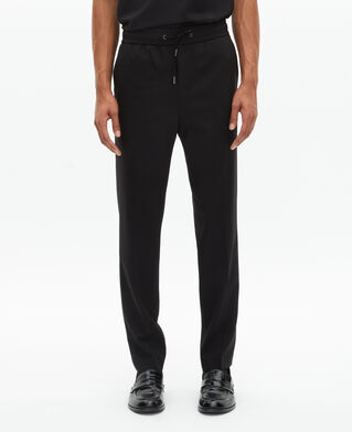 The Kooples HOMME BLACK pantalon élastiqué droit en laine noir