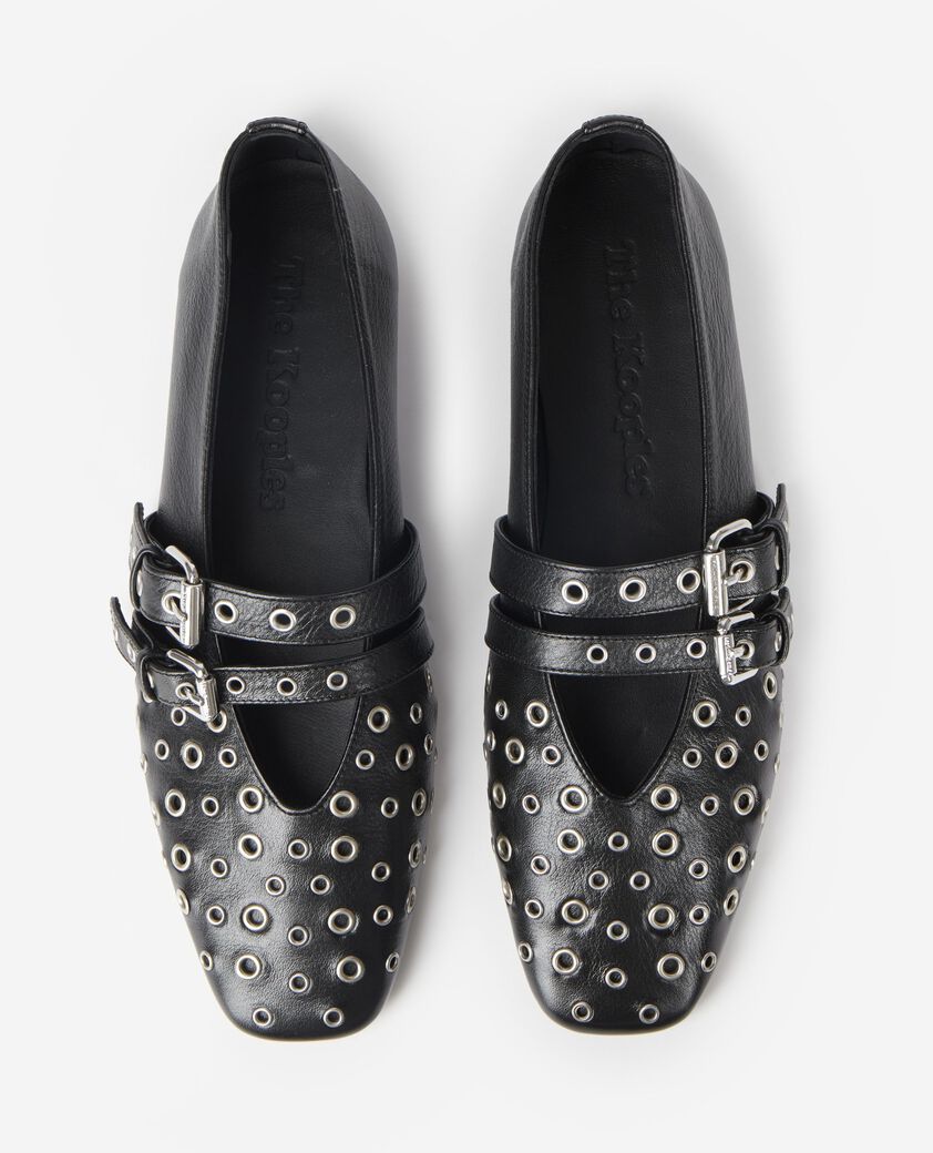The Kooples WOMEN BLACK black leather studded ballet flats