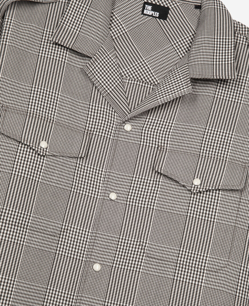 The Kooples MEN BLACK WHITE black and white prince of wales shirt