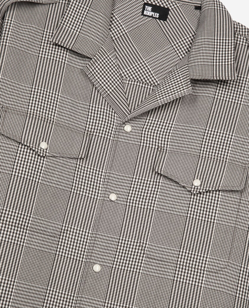 The Kooples HERREN BLACK WHITE schwarz-weißes prince of wales-hemd