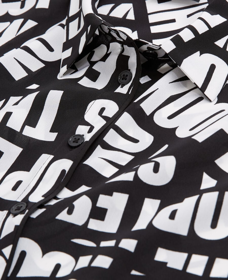 The Kooples FEMME BLACK / WHITE chemise fluide tape logo