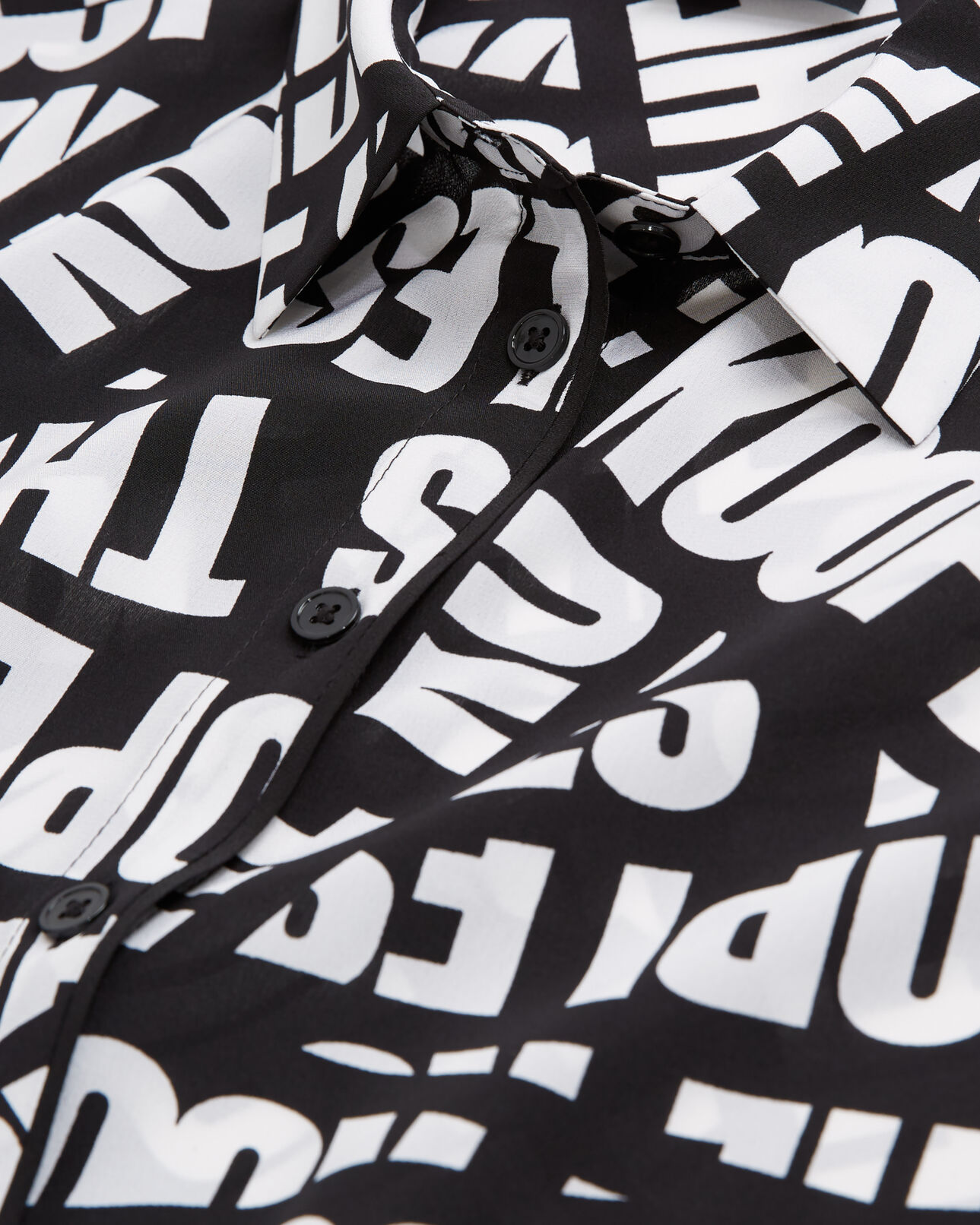 The Kooples F BLACK / WHITE flowing shirt with tape logo