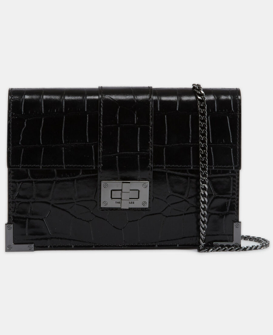 medium emily pouch in black leather