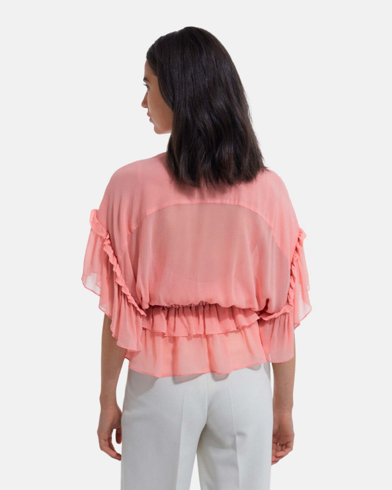 The Kooples WOMEN PINK ruffled short sleeved top