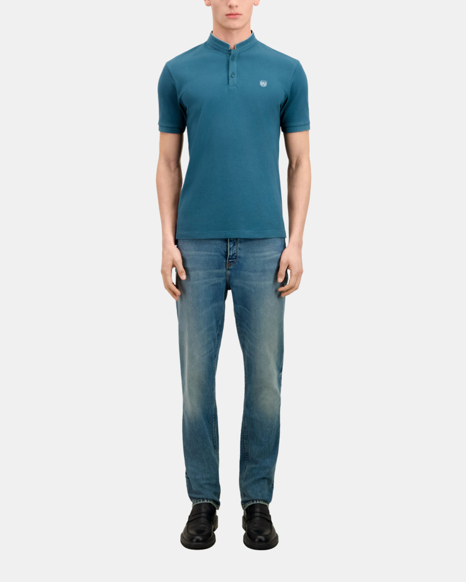 Polo bleu profond en coton, BLUE PETROL, hi-res image number null