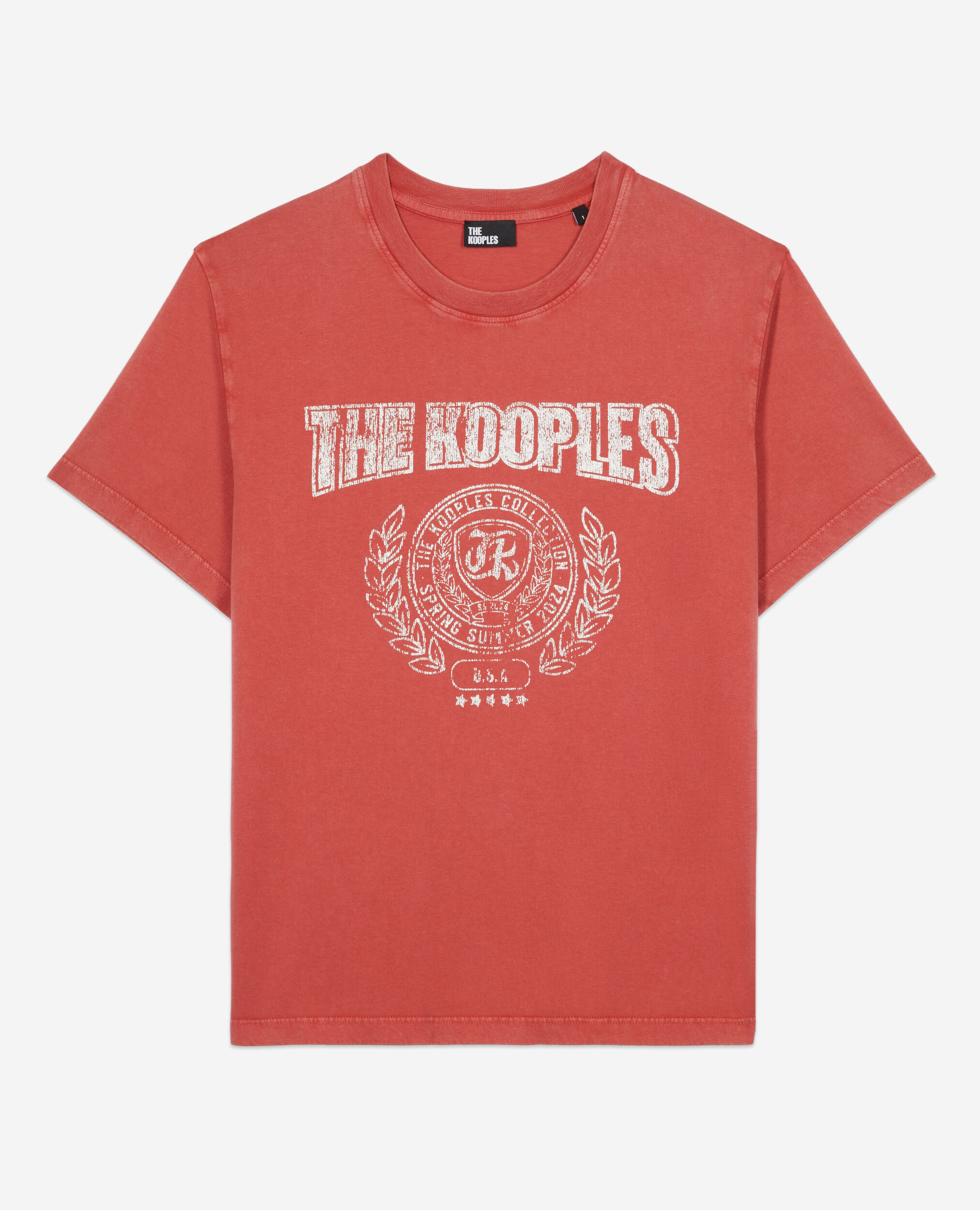 Rotes T-Shirt mit Wappen-Siebdruck, RED BRIQUE, hi-res image number null