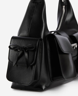 The Kooples F BLACK amelia bag with smooth black leather chain