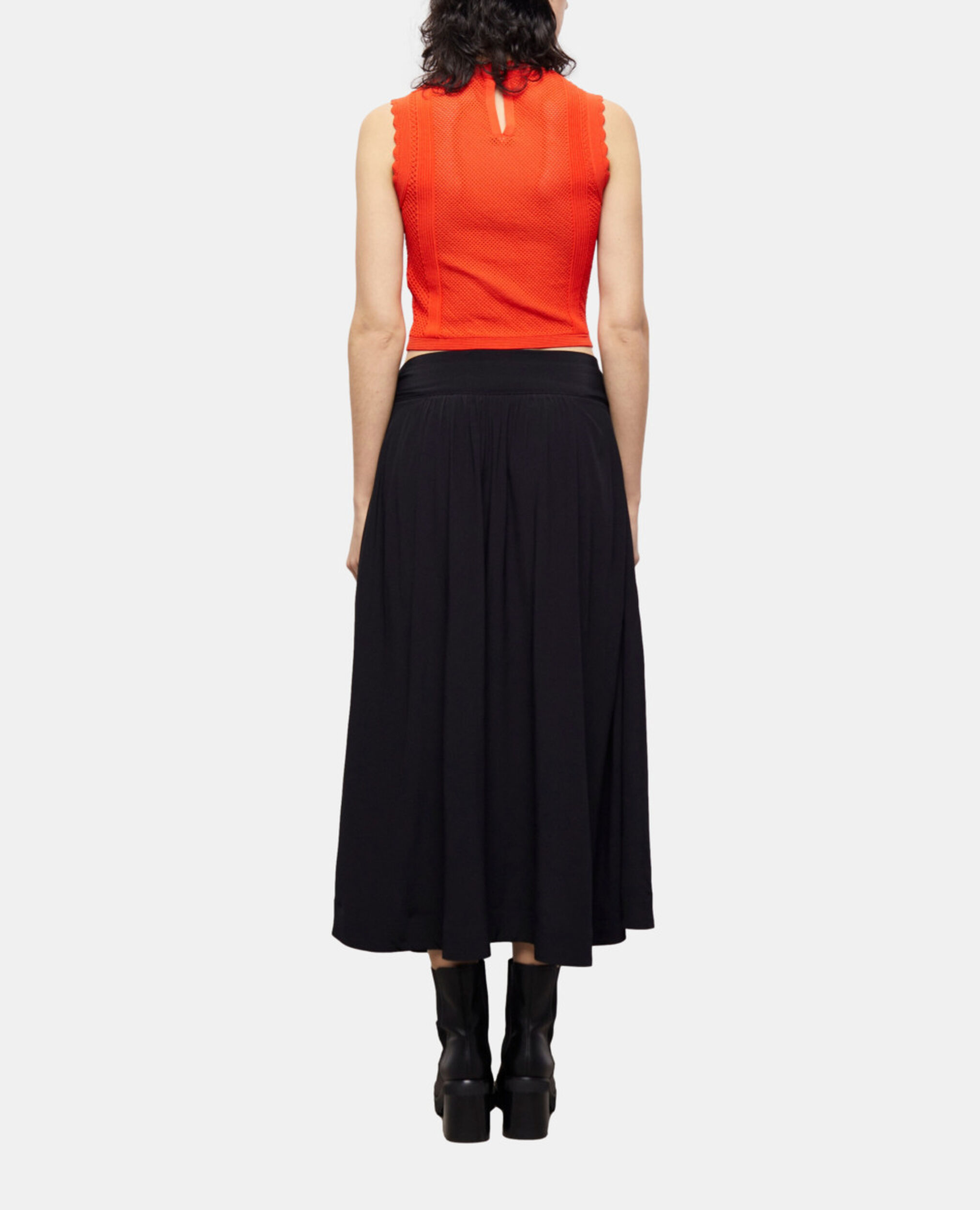 Orange short knit top, PUMPKIN, hi-res image number null