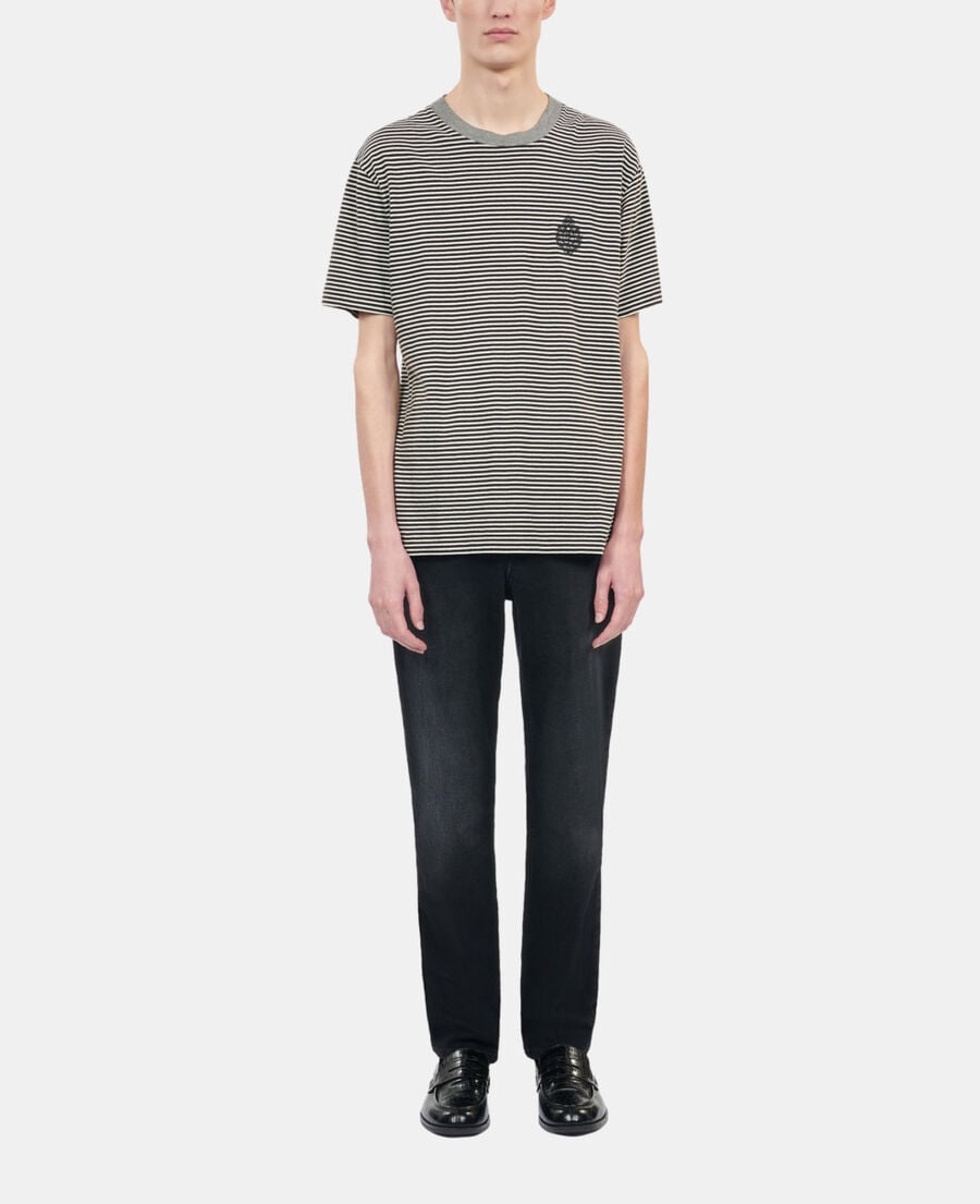 The Kooples H BLACK / WHITE striped blazon t-shirt