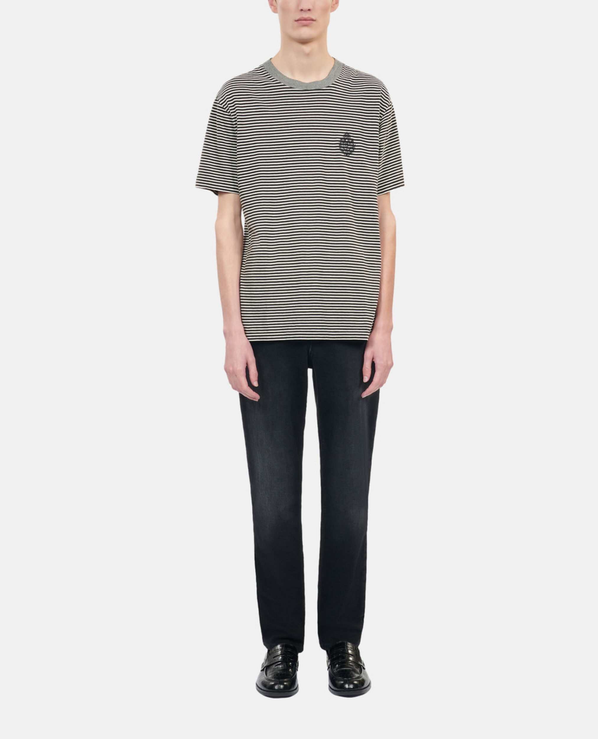 Striped Blazon t-shirt, BLACK / WHITE, hi-res image number null