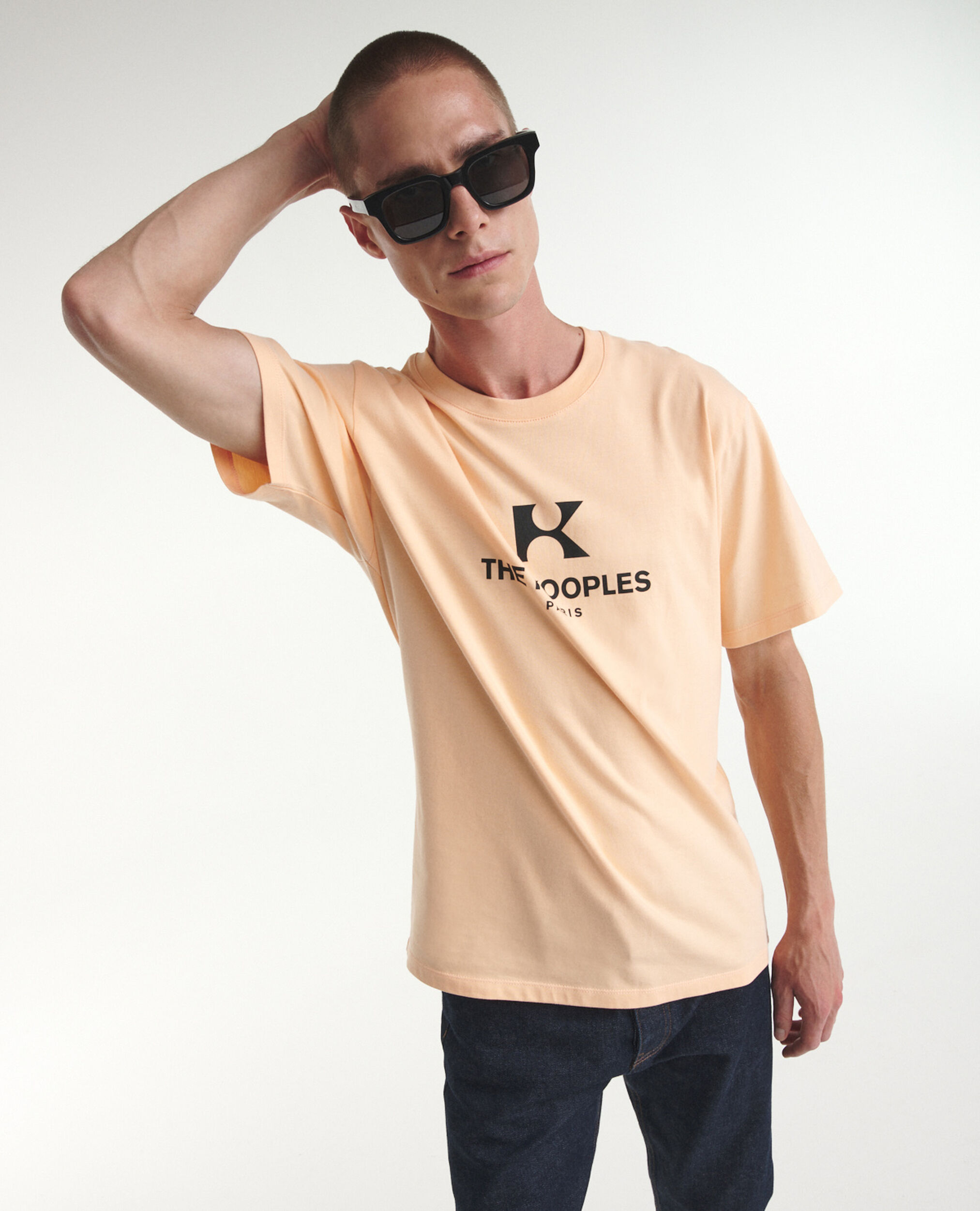 Coral-orange cotton T-shirt with 'K' monogram, PRAIRIE SUNSET, hi-res image number null