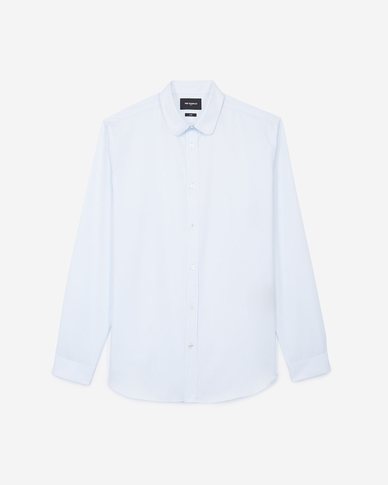 The Kooples HERREN SKY BLUE hellbllaues slim fit-baumwollhemd mit rundem kragen