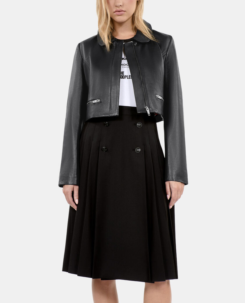 The Kooples WOMEN BLACK black leather jacket