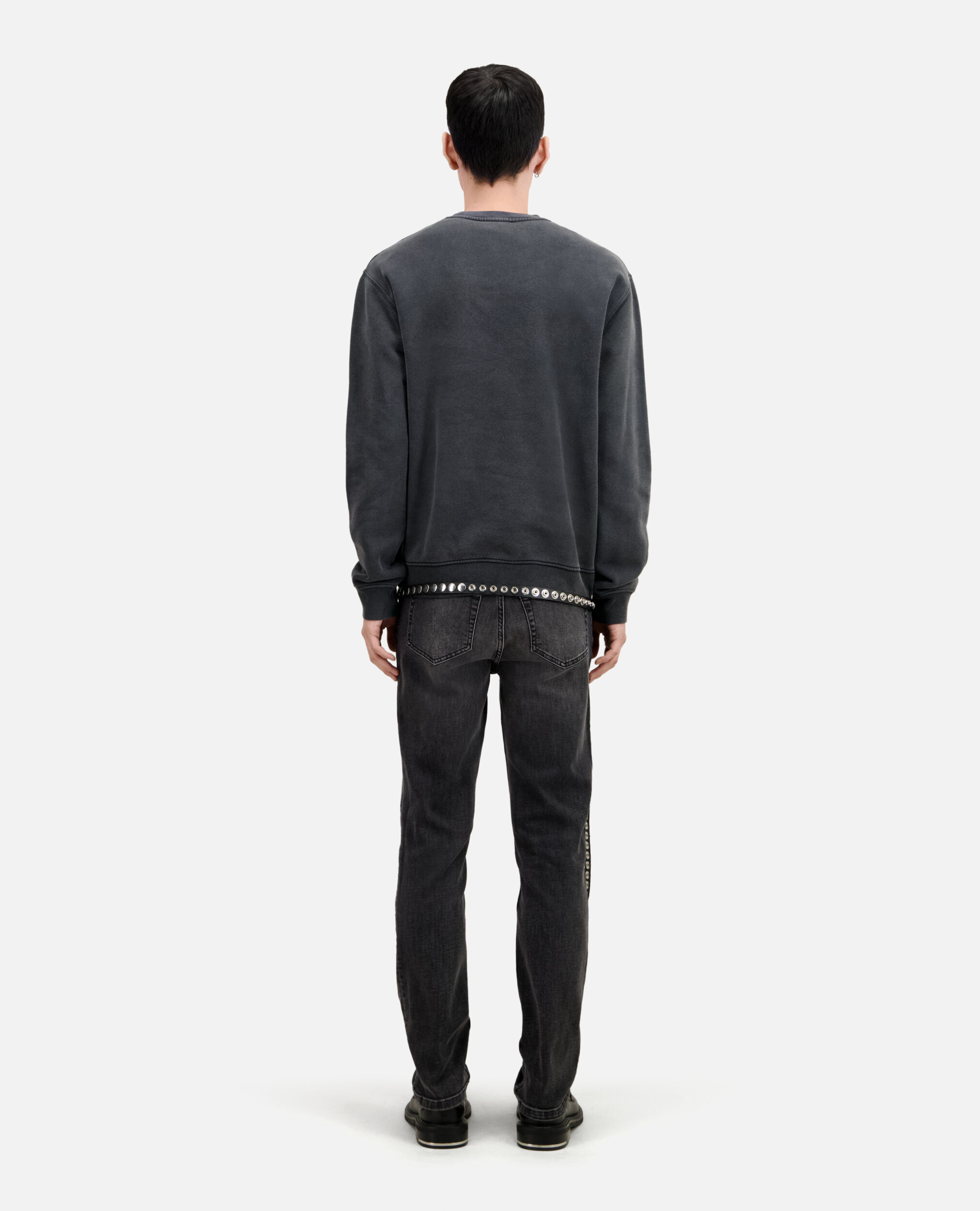 Schwarzes Sweatshirt mit Eagle-Siebdruck , BLACK WASHED, hi-res image number null