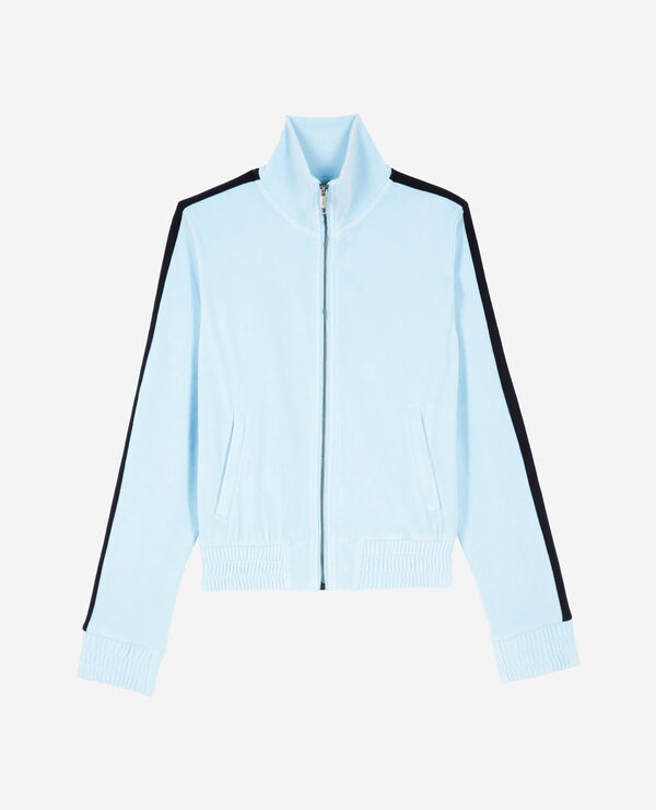 The Kooples FEMME BABY BLUE sweatshirt en velours bleu clair