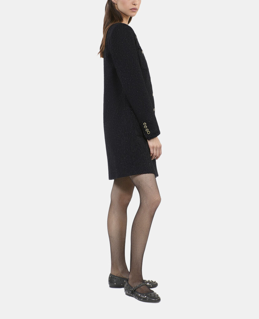 The Kooples DAMEN BLACK schwarzes, kurzes kleid aus tweed
