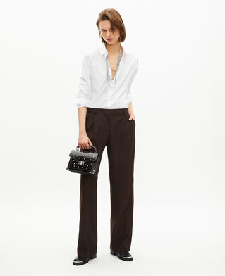 The Kooples F BROWN brown wool blend wide-leg tailored pants