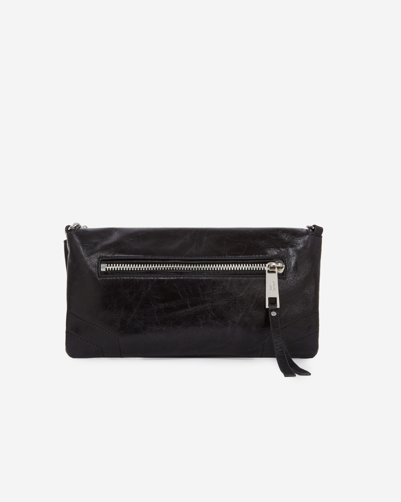 The Kooples FEMME BLACK petite pochette jill en cuir noir avec chaîne
