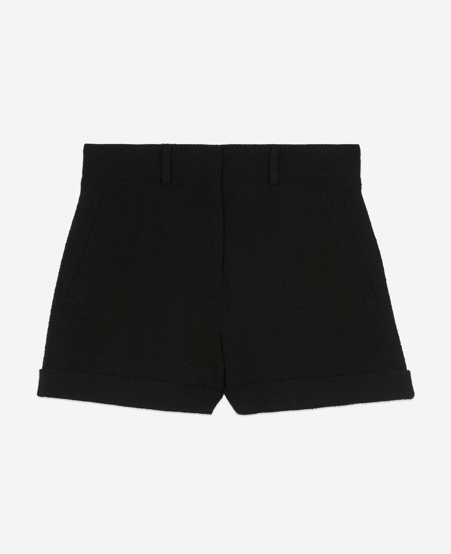 schwarze tweed-shorts