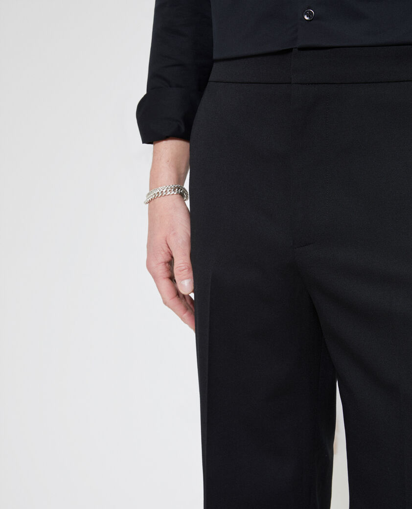 The Kooples MEN BLACK semi-elasticated wide-leg pants, black
