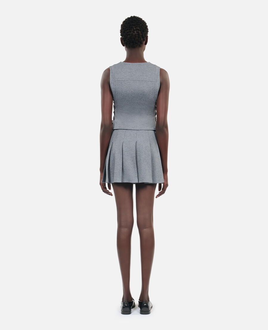 The Kooples FEMME GREY MELANGE gilet en laine avec la&ccedil;age gris