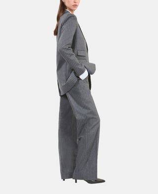 The Kooples FEMME LIGHT GREY veste tailleur à rayures