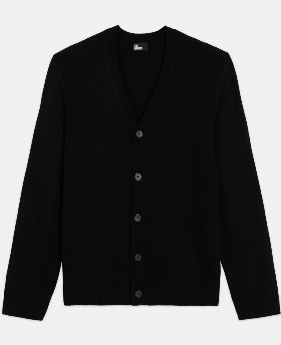 black wool cardigan