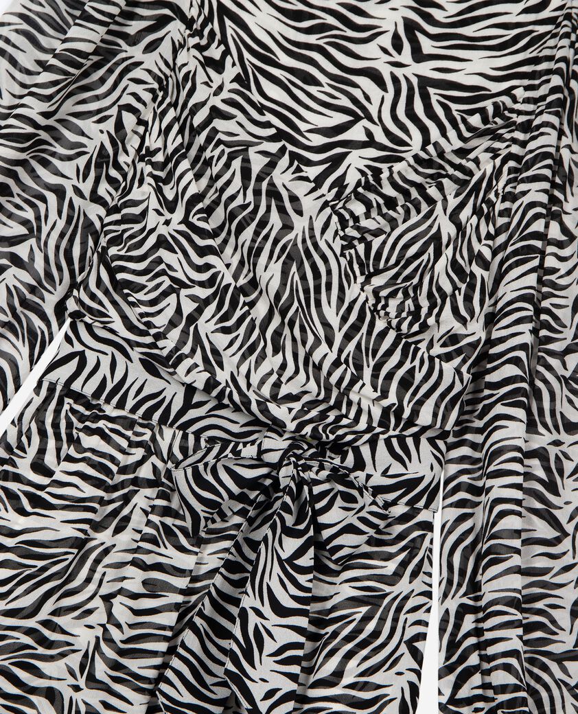 The Kooples FEMME BLACK WHITE robe courte portefeuille imprim&eacute;e z&egrave;bre