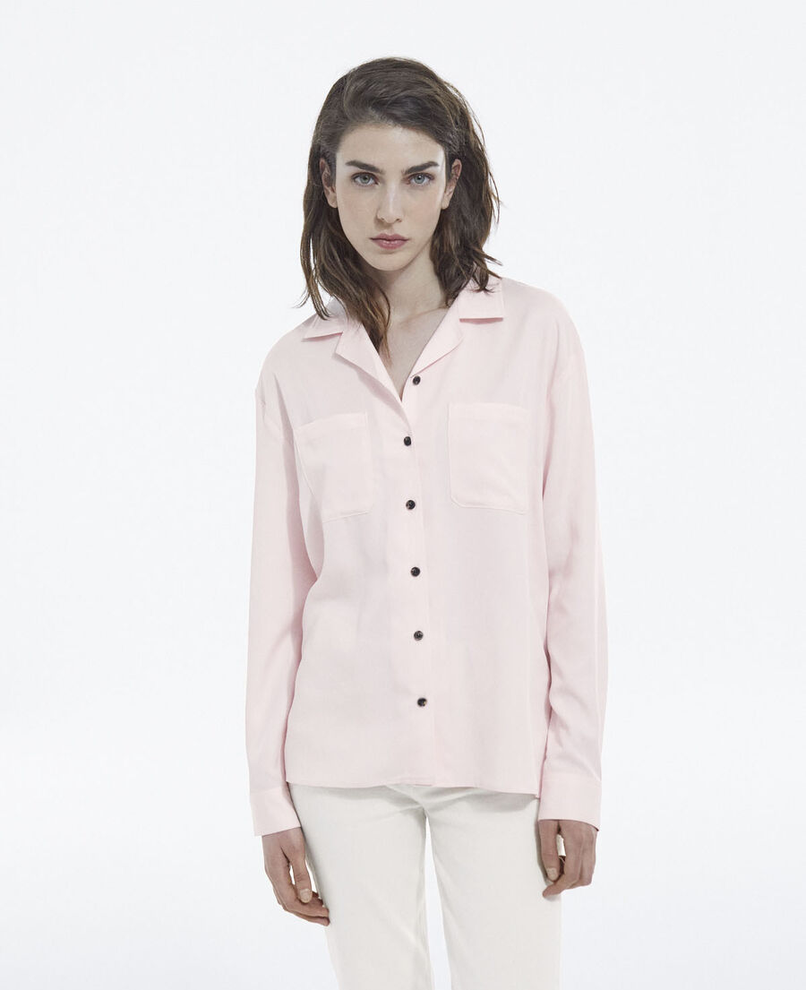 chemise oversize rose tencel boutonnée