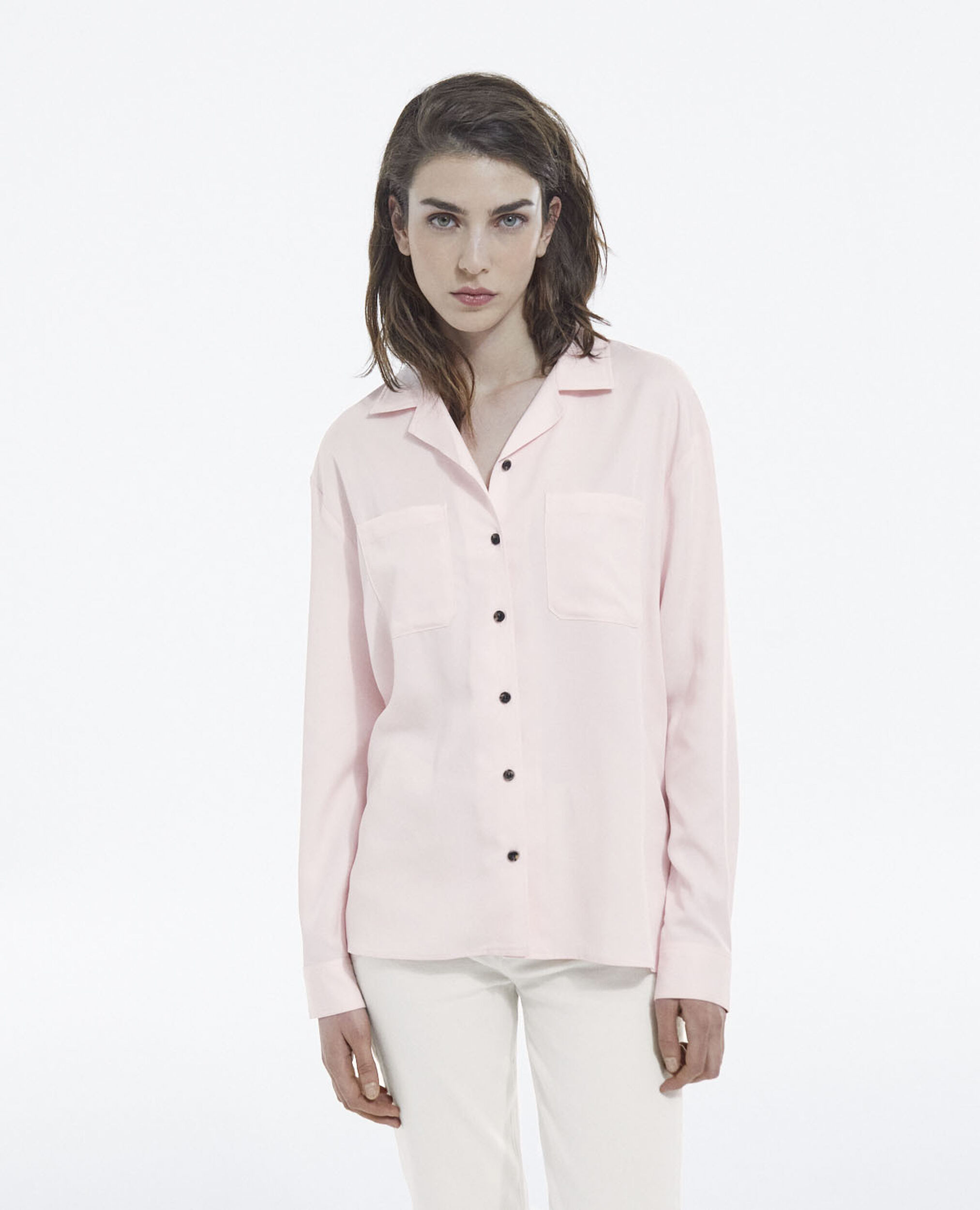 Rosa Oversize-Damenhemd Tencel mit Knöpfen, PINK, hi-res image number null