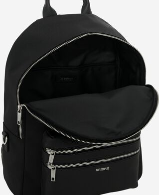 The Kooples HOMME BLACK sac à dos en canvas et cuir grainé noir