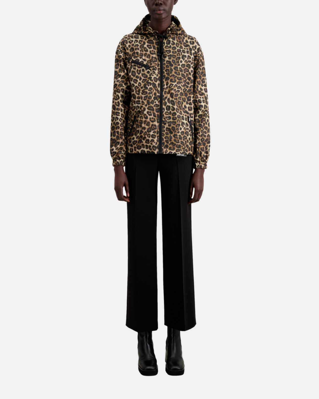 The Kooples WOMEN LEOPARD printed hooded windbreaker jacket