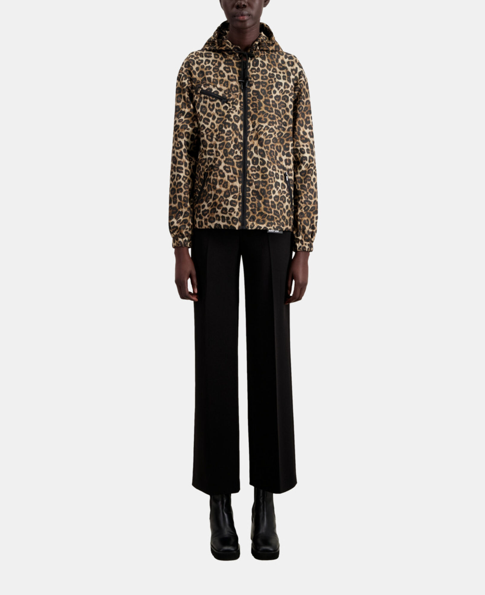The Kooples FEMME LEOPARD blouson coupe-vent imprimé à capuche