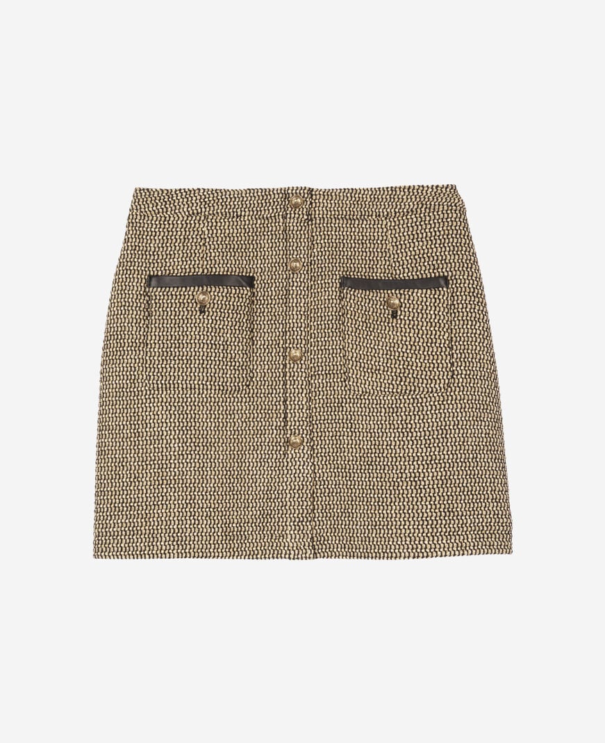 The Kooples WOMEN BLACK / GOLD short golden skirt