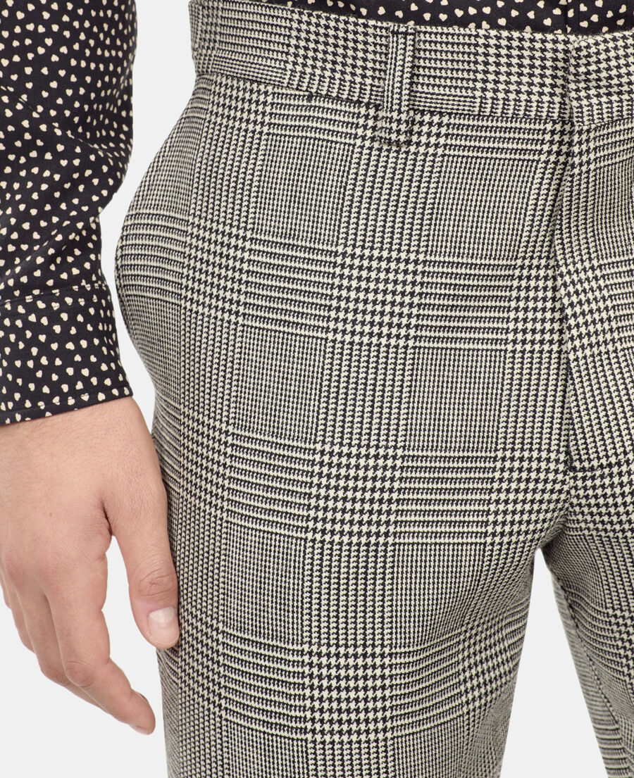 The Kooples HOMME BLACK WHITE pantalon de costume en laine pied de poule noir et blanc